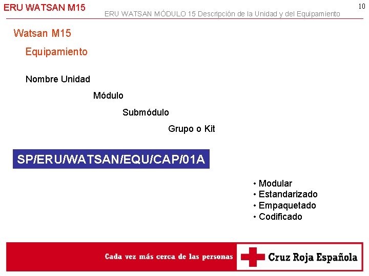 ERU WATSAN M 15 ERU WATSAN MÓDULO 15 Descripción de la Unidad y del