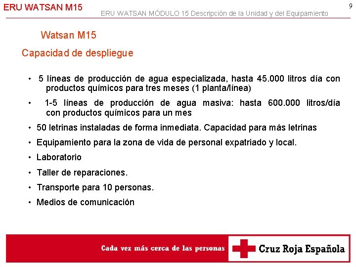 ERU WATSAN M 15 ERU WATSAN MÓDULO 15 Descripción de la Unidad y del