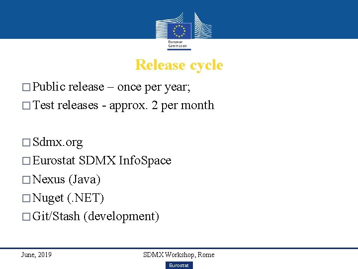 Release cycle � Public release – once per year; � Test releases - approx.