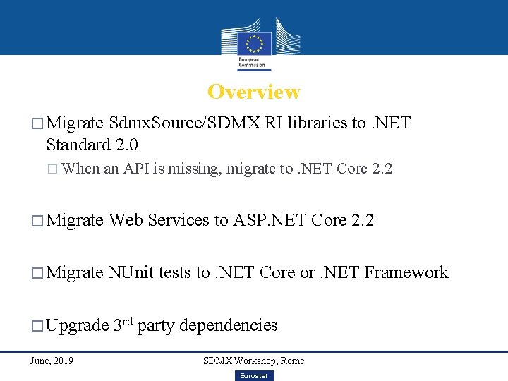 Overview � Migrate Sdmx. Source/SDMX RI libraries to. NET Standard 2. 0 � When