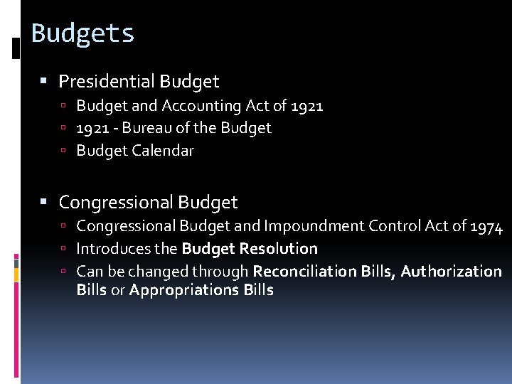 Budgets Presidential Budget and Accounting Act of 1921 - Bureau of the Budget Calendar