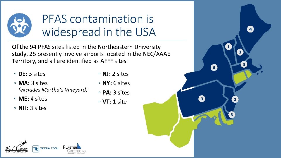 PFAS contamination is widespread in the USA 4 Of the 94 PFAS sites listed