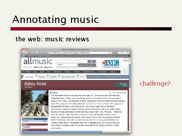 Annotating music the web: music reviews challenge? 