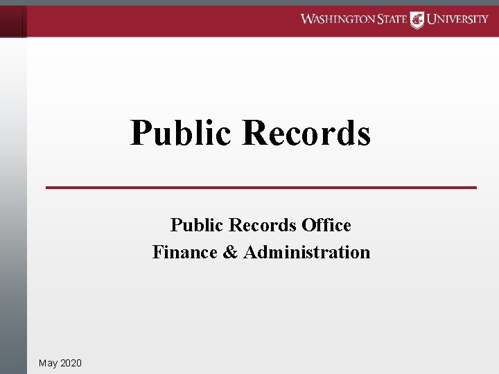 Public Records Office Finance & Administration May 2020 