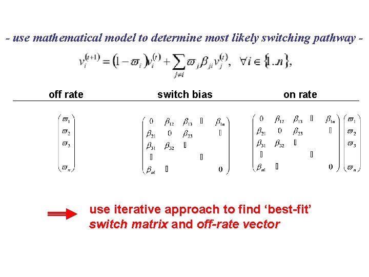 - use mathematical model to determine most likely switching pathway - off rate switch