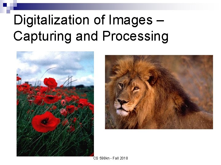 Digitalization of Images – Capturing and Processing CS 598 kn - Fall 2018 