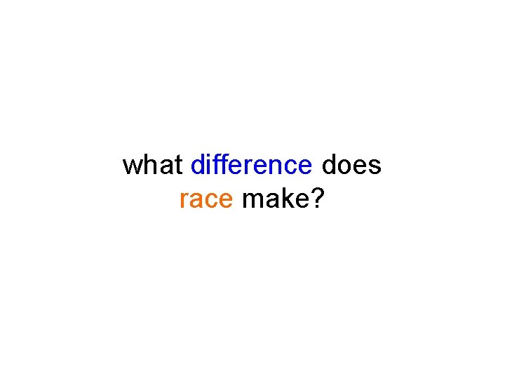 what difference does race make? 