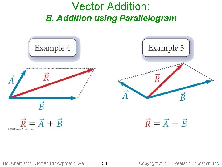 Vector Addition: B. Addition using Parallelogram Tro: Chemistry: A Molecular Approach, 2/e 58 Copyright