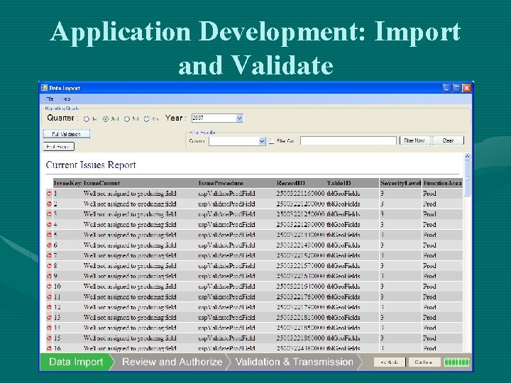 Application Development: Import and Validate 
