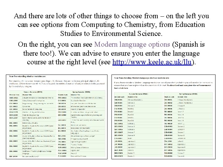 And there are lots of other things to choose from – on the left And there are lots of other things to choose from – on the left