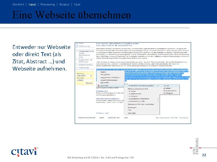 Überblick | Input | Processing | Output | Tipps Eine Webseite übernehmen Entweder nur Überblick | Input | Processing | Output | Tipps Eine Webseite übernehmen Entweder nur