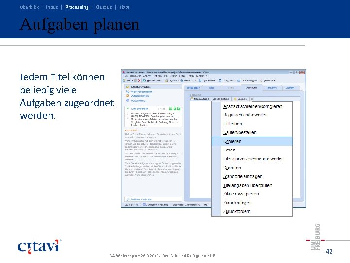 Überblick | Input | Processing | Output | Tipps Aufgaben planen Jedem Titel können Überblick | Input | Processing | Output | Tipps Aufgaben planen Jedem Titel können