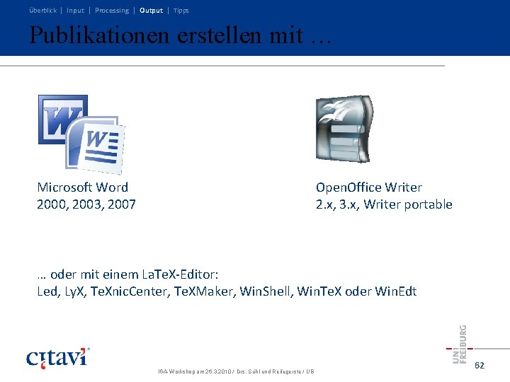 Überblick | Input | Processing | Output | Tipps Publikationen erstellen mit … Microsoft Überblick | Input | Processing | Output | Tipps Publikationen erstellen mit … Microsoft