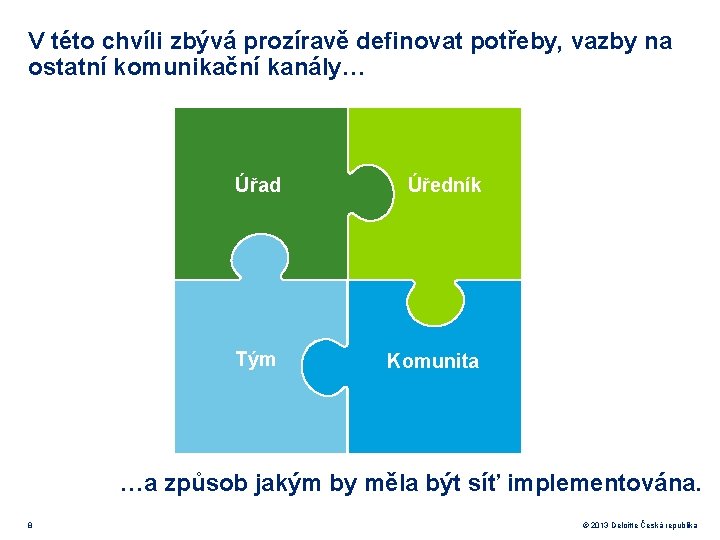 V této chvíli zbývá prozíravě definovat potřeby, vazby na ostatní komunikační kanály… Úřad Úředník