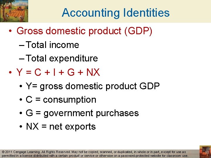 Accounting Identities • Gross domestic product (GDP) – Total income – Total expenditure •