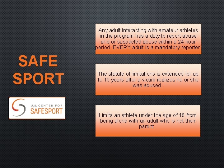 Any adult interacting with amateur athletes in the program has a duty to report