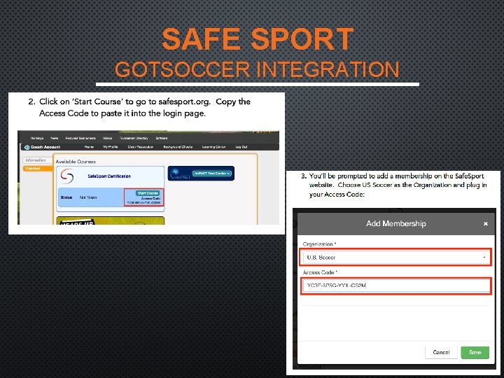 SAFE SPORT GOTSOCCER INTEGRATION 