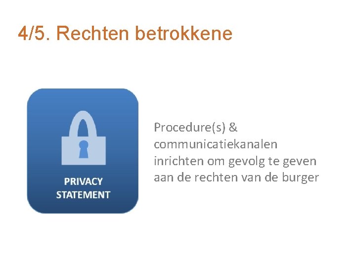 4/5. Rechten betrokkene Procedure(s) & communicatiekanalen inrichten om gevolg te geven aan de rechten