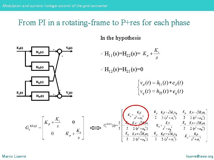 Modulation and current/voltage control of the grid converter From PI in a rotating-frame to Modulation and current/voltage control of the grid converter From PI in a rotating-frame to