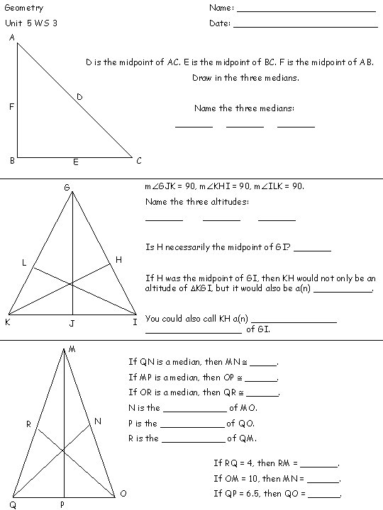 Geometry Unit 5 Examples Geometry Name Unit 5 WS 3 Date A