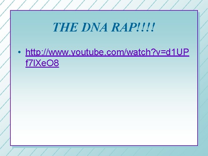 THE DNA RAP!!!! • http: //www. youtube. com/watch? v=d 1 UP f 7 l. THE DNA RAP!!!! • http: //www. youtube. com/watch? v=d 1 UP f 7 l.