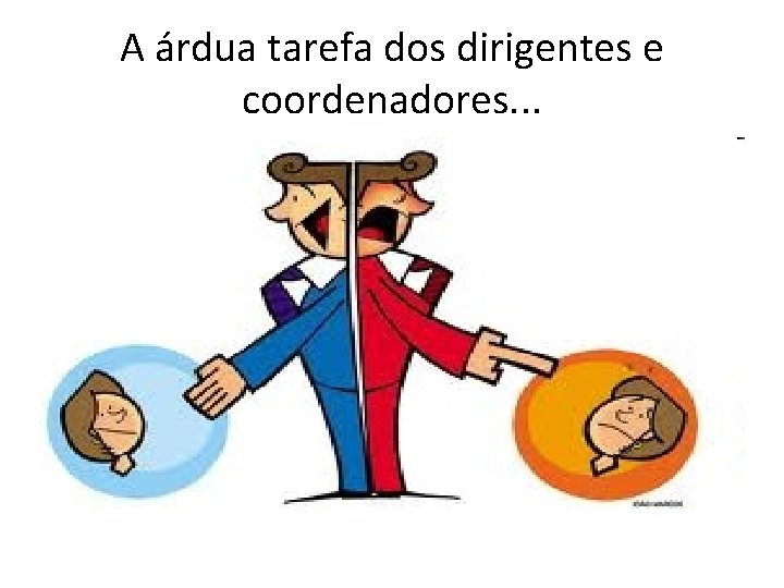 A árdua tarefa dos dirigentes e coordenadores. . . 