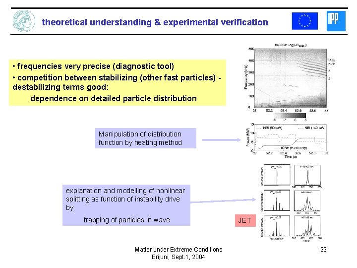 theoretical understanding & experimental verification • frequencies very precise (diagnostic tool) • competition between