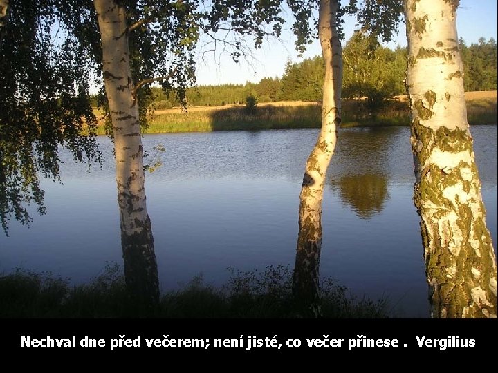 Nechval dne před večerem; není jisté, co večer přinese. Vergilius 