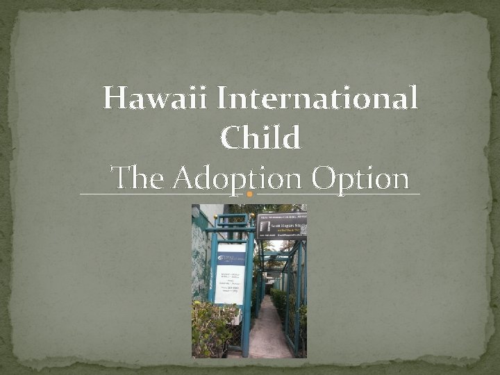 Hawaii International Child The Adoption Option 