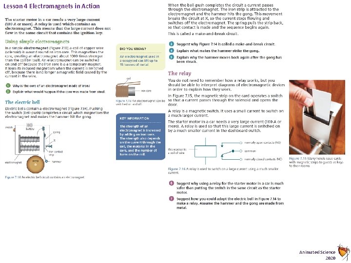 Lesson 4 Electromagnets in Action Animated Science 2020 