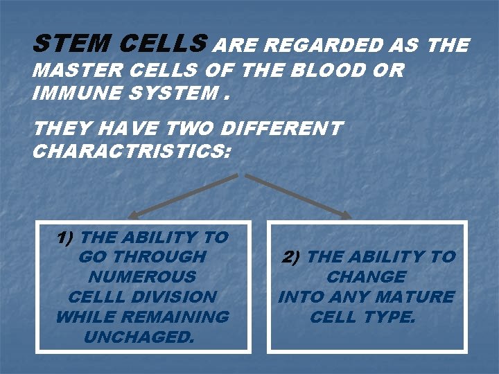 STEM CELLS ARE REGARDED AS THE MASTER CELLS OF THE BLOOD OR IMMUNE SYSTEM.