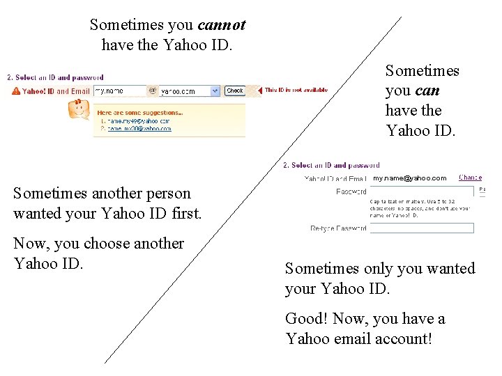 Sometimes you cannot have the Yahoo ID. Sometimes you can have the Yahoo ID.