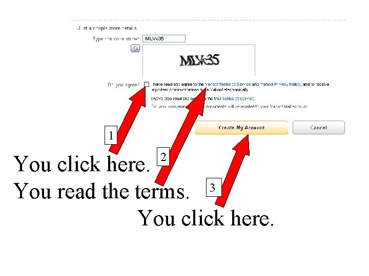 MLVc 35 1 2 You click here. 3 You read the terms. You click