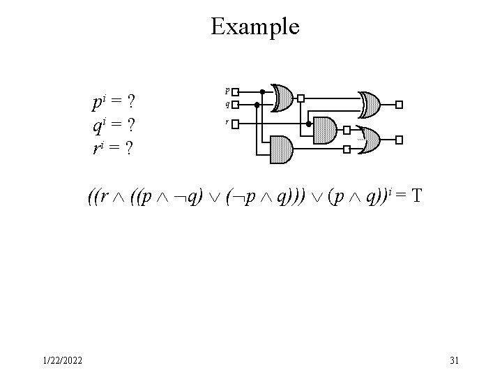 Example pi = ? qi = ? ri = ? p q r ((r