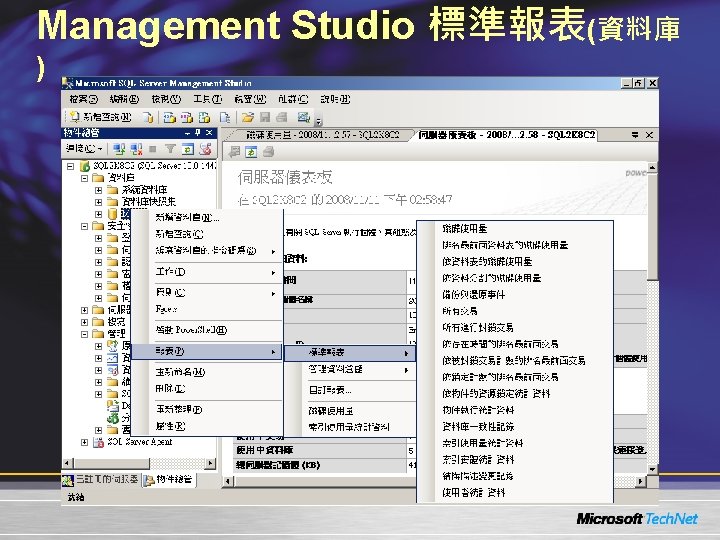 Management Studio 標準報表(資料庫 ) 