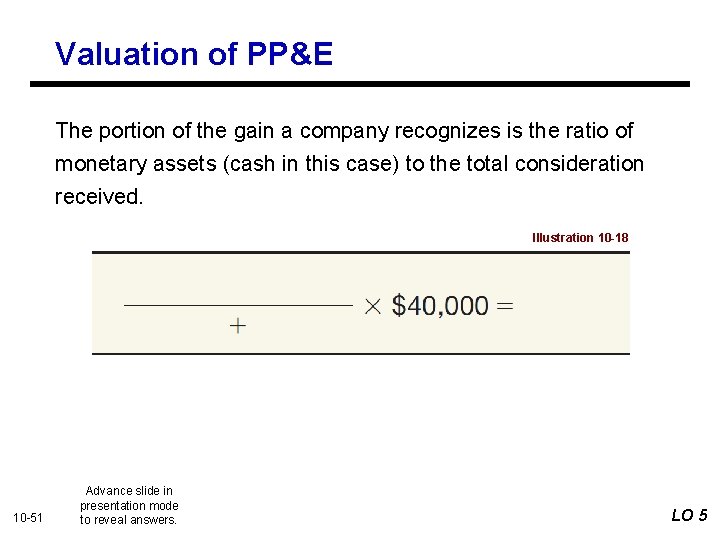 Valuation of PP&E The portion of the gain a company recognizes is the ratio