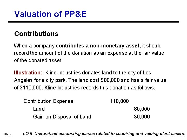 Valuation of PP&E Contributions When a company contributes a non-monetary asset, it should record