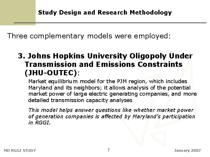 Study Design and Research Methodology Three complementary models were employed: 3. Johns Hopkins University