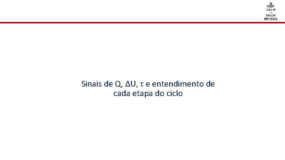 Sinais de Q, ΔU, τ e entendimento de cada etapa do ciclo 