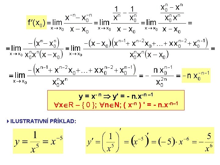 y = x- n y' = - n. x-n – 1 x R –