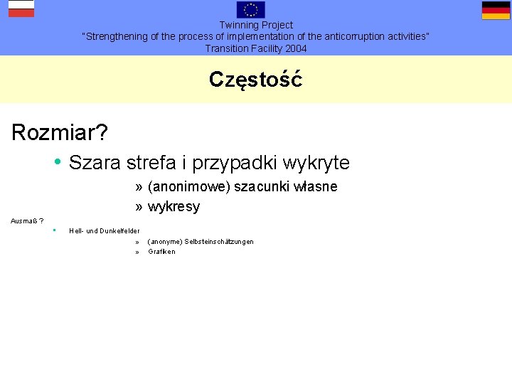 Twinning Project “Strengthening of the process of implementation of the anticorruption activities” Transition Facility