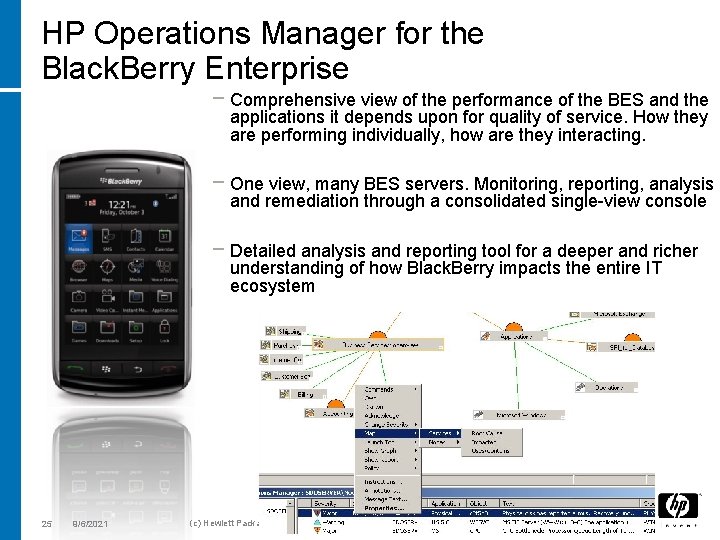 HP Operations Manager for the Black. Berry Enterprise − Comprehensive view of the performance