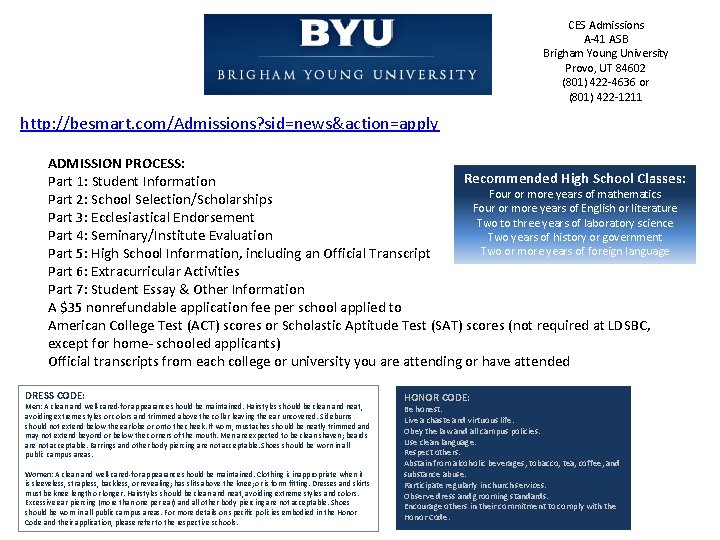 Byuh Application Example http www weber eduAdmissionsapply html Application Process Fill
