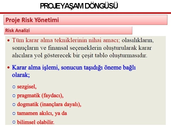 PROJEYAŞAM DÖNGÜSÜ 