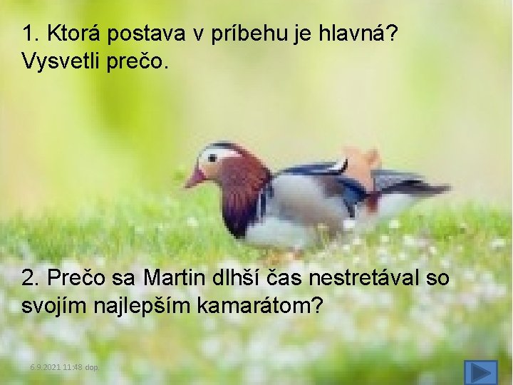 1. Ktorá postava v príbehu je hlavná? Vysvetli prečo. 2. Prečo sa Martin dlhší