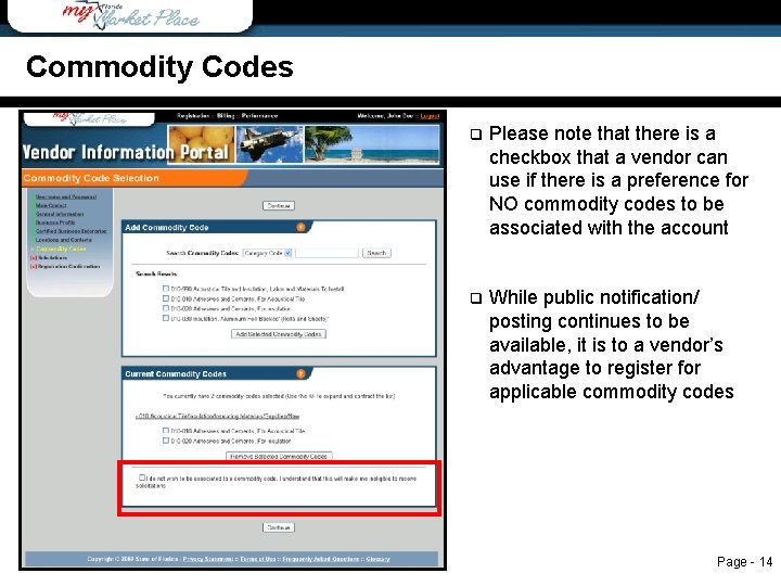 Commodity Codesv Commodity Codes q Please note that there is a checkbox that a