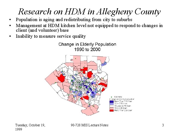 Research on HDM in Allegheny County • Population is aging and redistributing from city