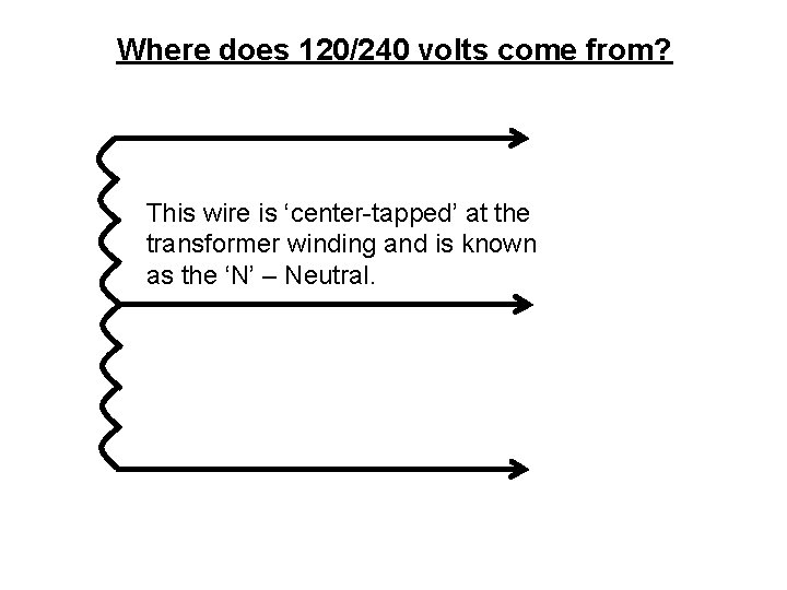 Where does 120/240 volts come from? This wire is ‘center-tapped’ at the transformer winding