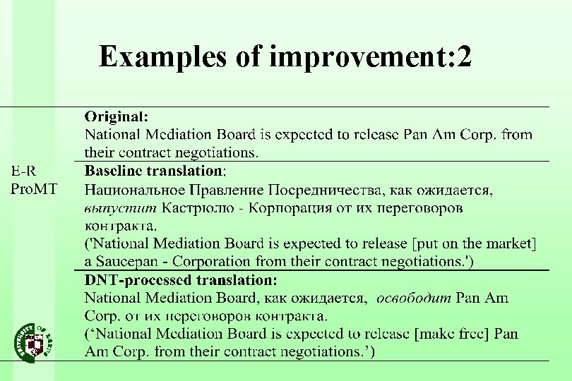 Examples of improvement: 2 