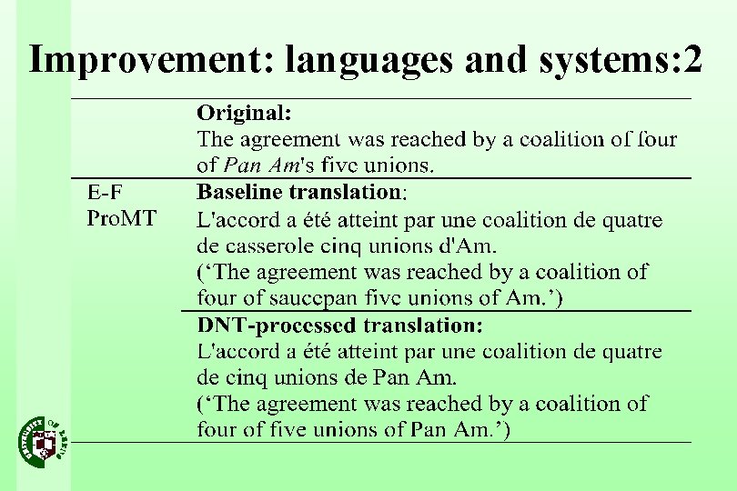 Improvement: languages and systems: 2 